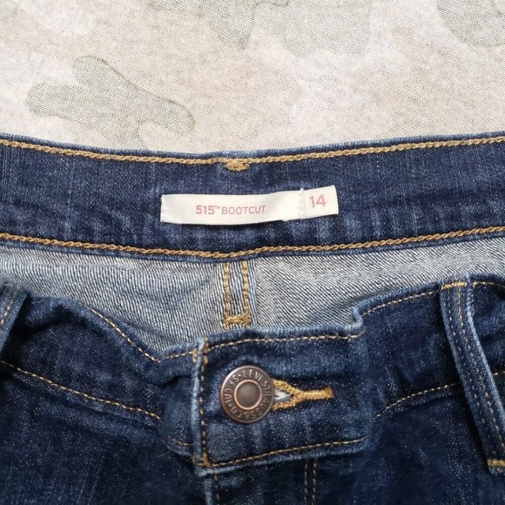Levi s 515 Jeans Womens 14 Blue Bootcut Denim Dark Wash - Picture 3 of 12